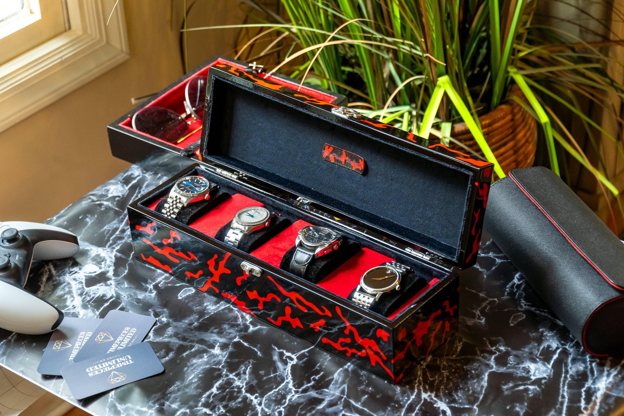 Red & Black Camouflage with Velvet Interior watch box