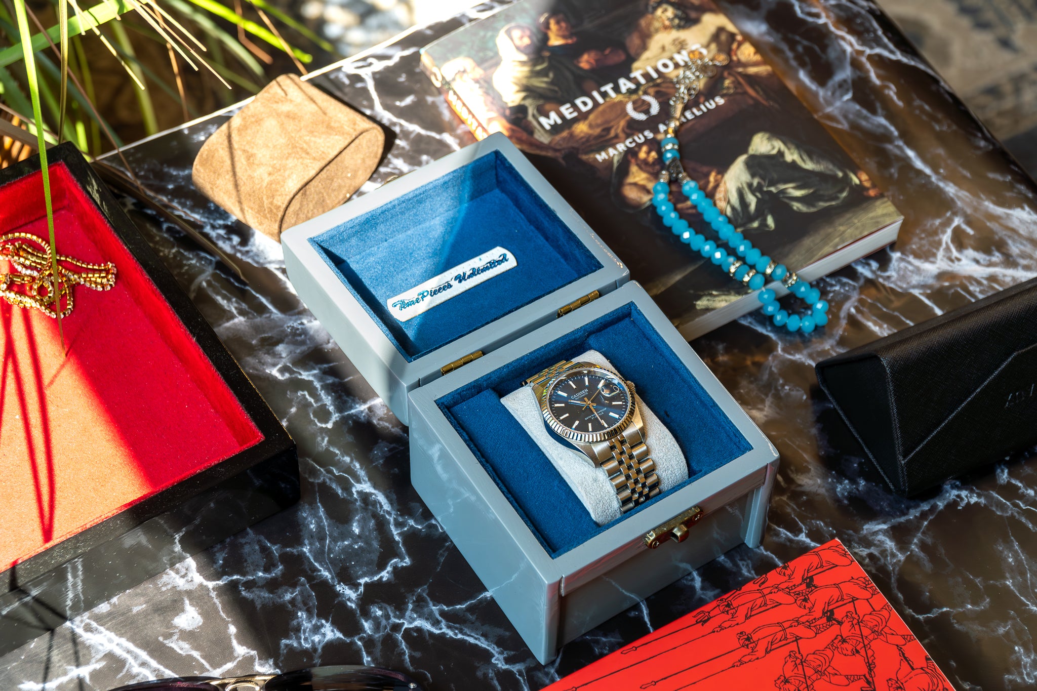 Iridium Gray with Blue Velvet watch box
