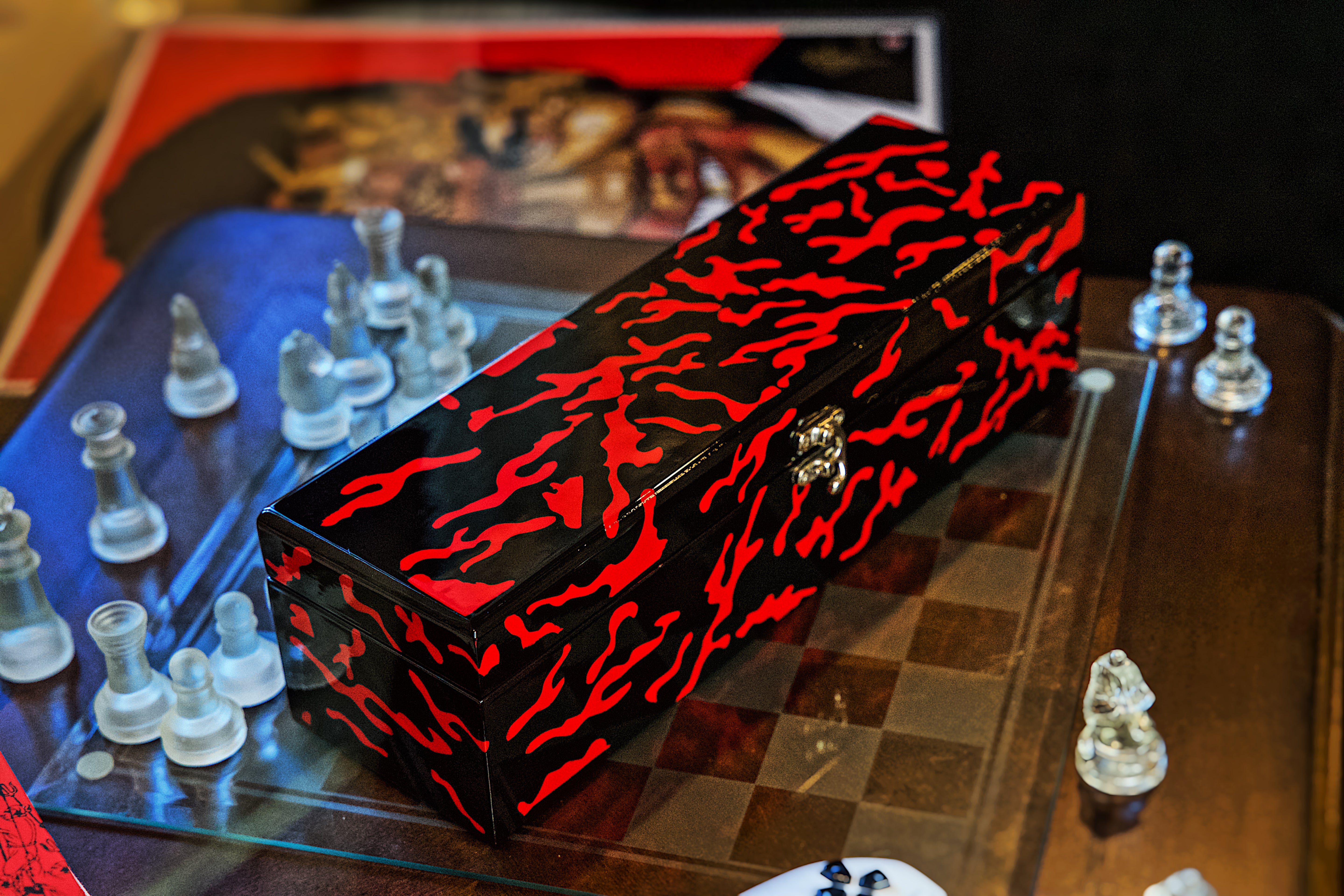 Red & Black Camouflage with Velvet Interior watch box