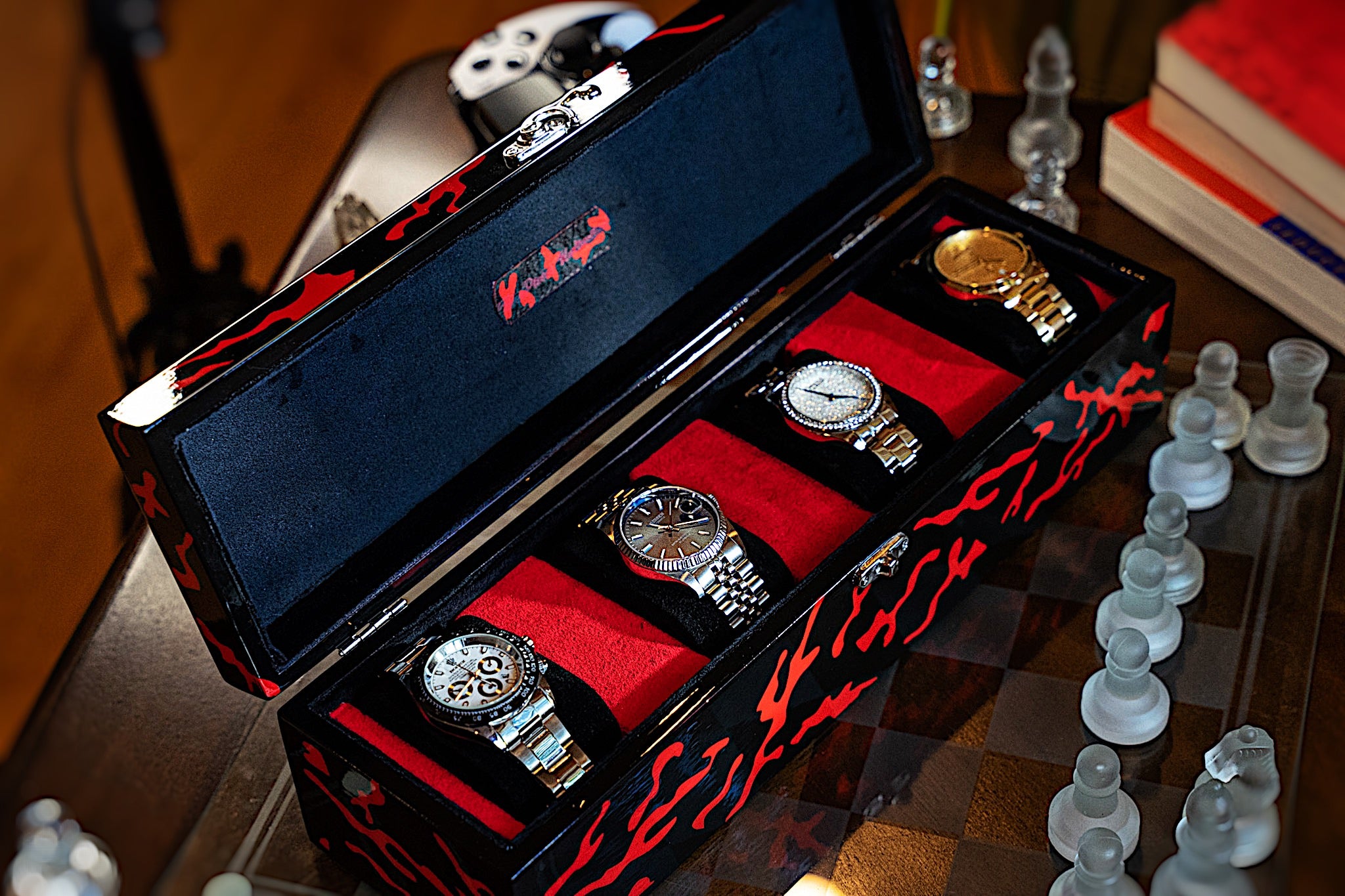 Red & Black Camouflage with Velvet Interior watch box