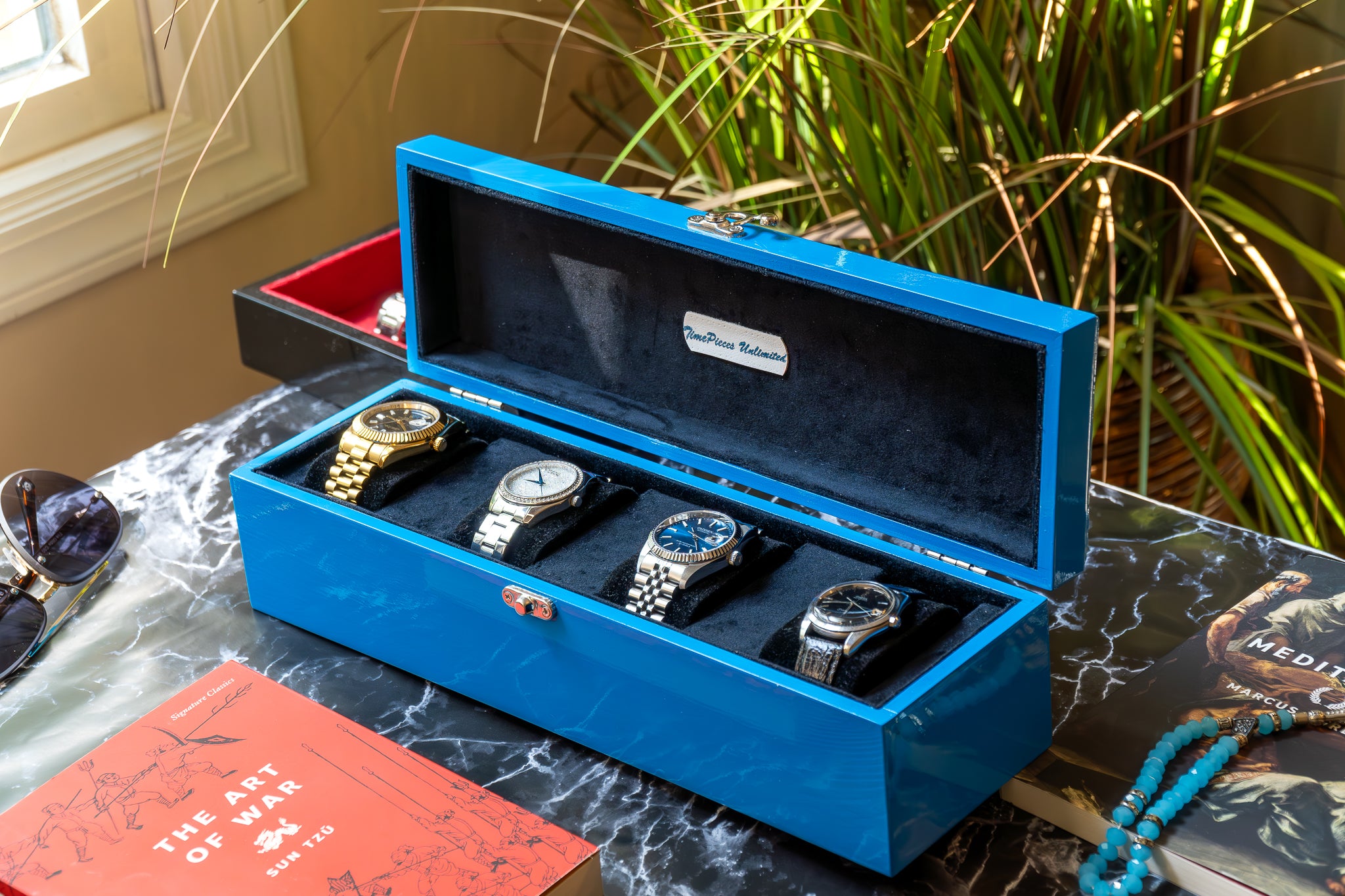 Ocean Blue with Black Velvet watch box