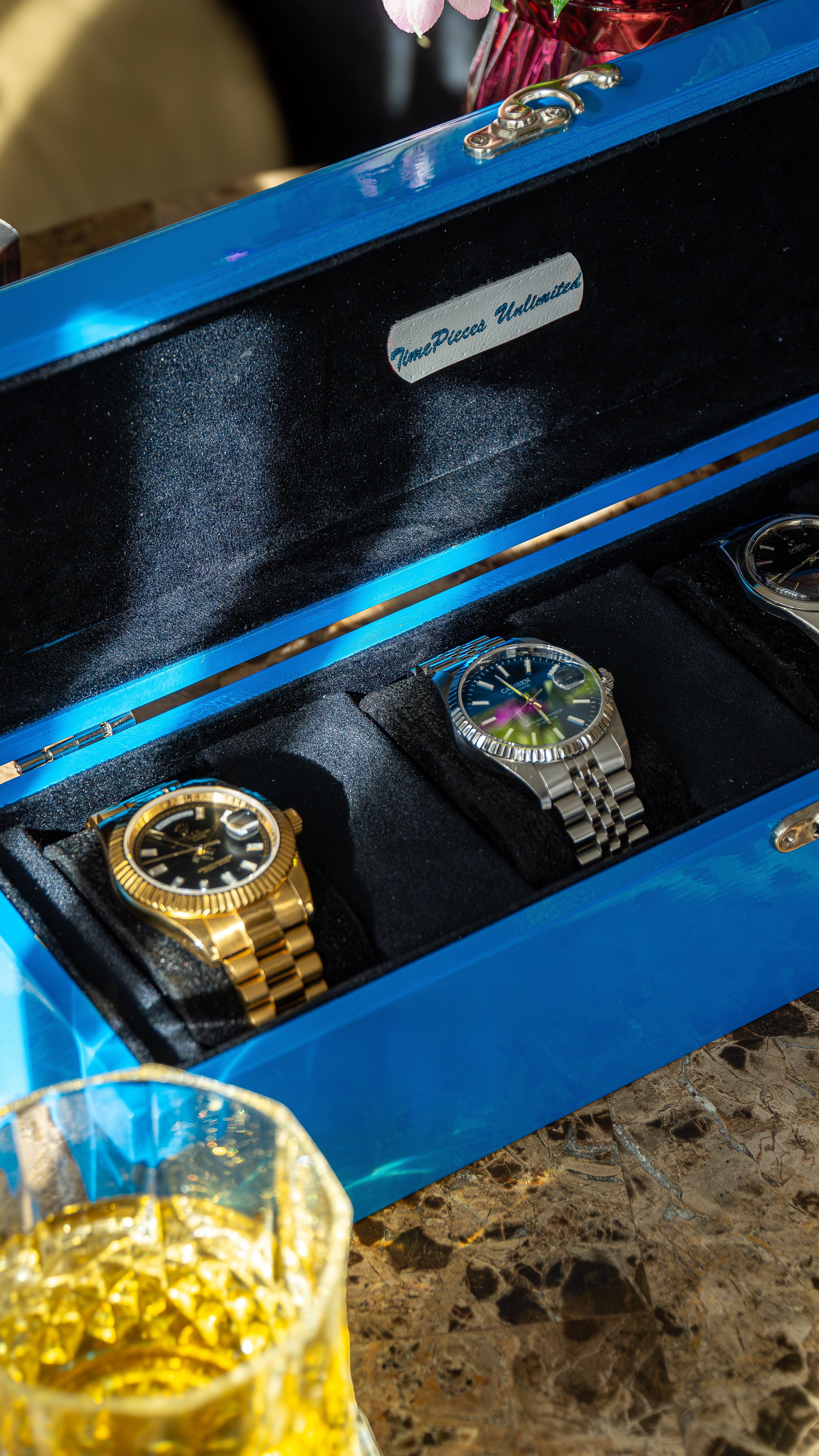 Ocean Blue with Black Velvet watch box