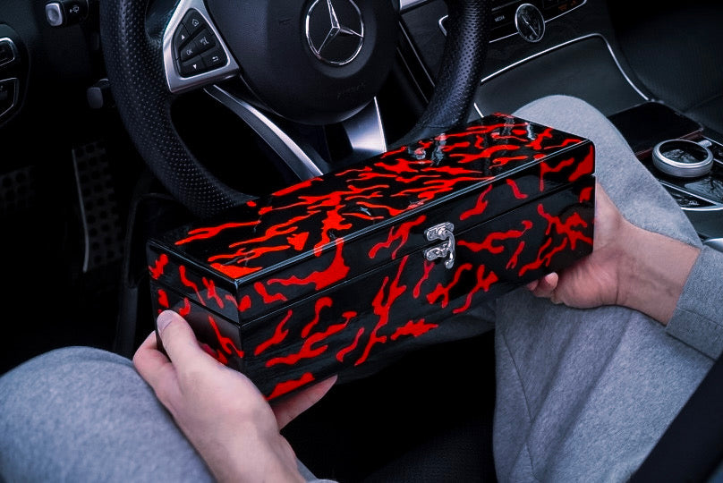 Red & Black Camouflage with Velvet Interior watch box