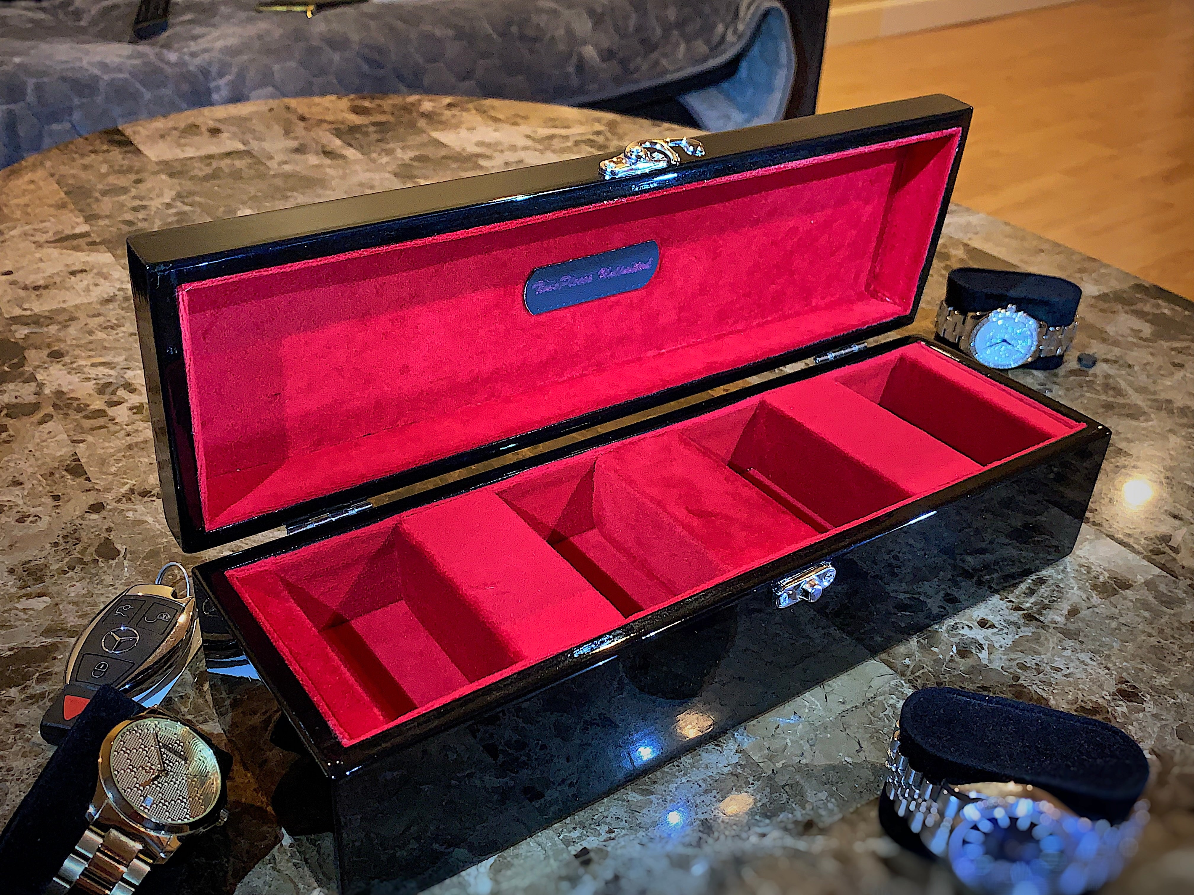 Obsidian Black with Red Velvet watch box 